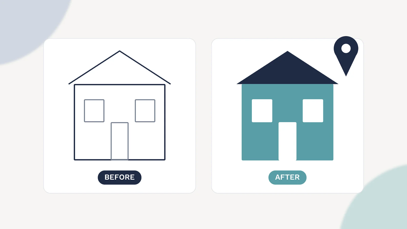 Graphic of a before and after project page layout for a Myrtle Beach contractor website